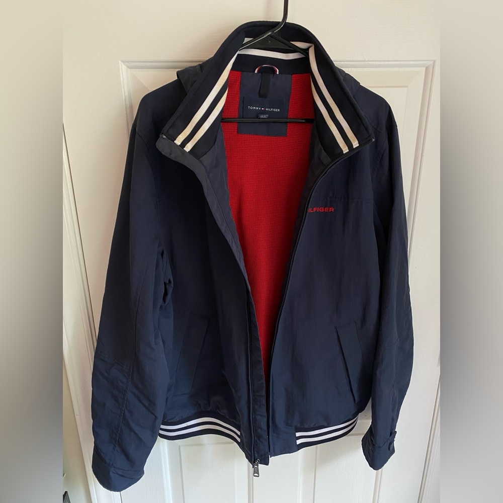 Tommy Hilfiger Mens Regatta Jacket Lightweight Waterproof Medium Sailor Navy